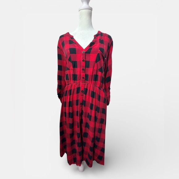 Torrid Mini Challis Button-Front Shirt Dress Buffalo Plaid Size 2X - Picture 2 of 8